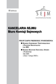 Pełny Zapis Przebiegu Posiedzenia Komisji Samorządu Terytorialnego i Polityki Regionalnej (nr 200) z dnia 7 lutego 2023 r.