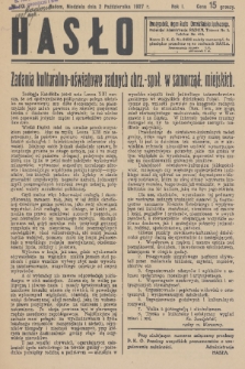 Hasło : organ ruchu chrześcijańsko - społecznego. R. 1, 1927, nr 10