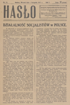 Hasło : organ ruchu chrześcijańsko - społecznego. R. 1, 1927, nr 12