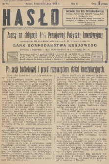 Hasło : organ ruchu chrześcijańsko - społecznego. R. 2, 1928, nr 14