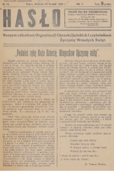 Hasło : organ ruchu chrześcijańsko - społecznego. R. 2, 1928, nr 23
