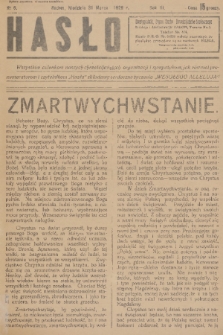 Hasło : organ ruchu chrześcijańsko - społecznego. R. 3, 1929, nr 6