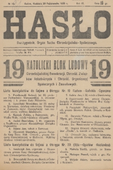 Hasło : organ ruchu chrześcijańsko - społecznego. R. 4, 1930, nr 10