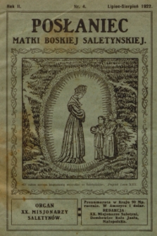 Posłaniec Matki Boskiej Saletyńskiej : organ xx. Misjonarzy Saletynów. R. 2, 1922, nr 4