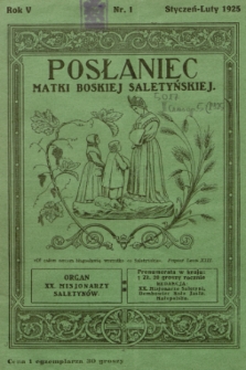 Posłaniec Matki Boskiej Saletyńskiej : organ xx. Misjonarzy Saletynów. R. 5, 1925, nr 1