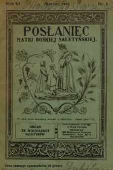 Posłaniec Matki Boskiej Saletyńskiej : organ xx. Misjonarzy Saletynów. R. 6, 1926, nr 3