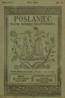 Posłaniec Matki Boskiej Saletyńskiej : organ xx. Misjonarzy Saletynów. R. 12, 1932, nr 5