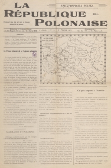 La République Polonaise = Rzeczpospolita Polska : paraissant deux fois par mois en français et deux fois en polonais. A.2, 1918, No. 18