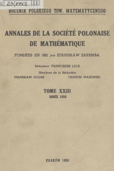 Annales de la Société Polonaise de Mathématique = Rocznik Polskiego Tow. Matematycznego. T. 23, 1950