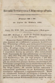 Roczniki Towarzystwa Ś. Wincentego a Paulo : przekład dla konferencyj polskich z upoważnienia Rady Generalnej z Buletynów francuzkich przez Radę Wyższą Poznańską w skróceniu podany. 1861, poszyt 3/4