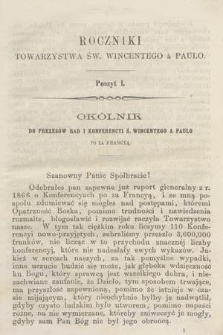 Roczniki Towarzystwa Św. Wincentego a Paulo. 1868, poszyt 1