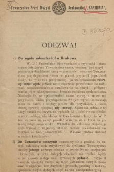 Odezwa! : [Incipit:] Do ogółu mieszkańców Krakowa [...]