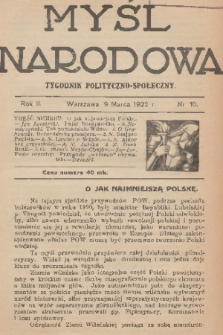 Myśl Narodowa : tygodnik polityczno-społeczny. R. 2, 1922, nr 10