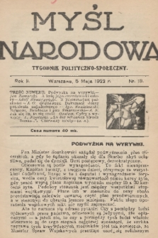 Myśl Narodowa : tygodnik polityczno-społeczny. R. 2, 1922, nr 18