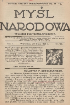 Myśl Narodowa : tygodnik polityczno-społeczny. R. 2, 1922, nr 20
