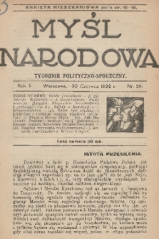 Myśl Narodowa : tygodnik polityczno-społeczny. R. 2, 1922, nr 26