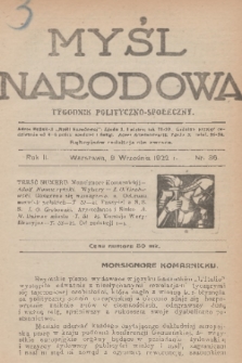 Myśl Narodowa : tygodnik polityczno-społeczny. R. 2, 1922, nr 36