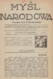 Myśl Narodowa : tygodnik polityczno-społeczny. R. 2, 1922, nr 51