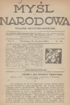 Myśl Narodowa : tygodnik polityczno-społeczny. R. 2, 1922, nr 52
