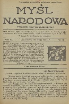 Myśl Narodowa : tygodnik polityczno-społeczny. R. 4, 1924, nr 19