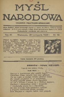 Myśl Narodowa : tygodnik polityczno-społeczny. R. 4, 1924, nr 48
