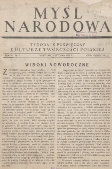 Myśl Narodowa : tygodnik polityczno-społeczny. R. 6, 1926, nr 1