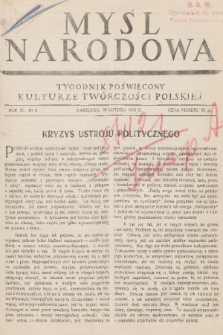 Myśl Narodowa : tygodnik polityczno-społeczny. R. 6, 1926, nr 8