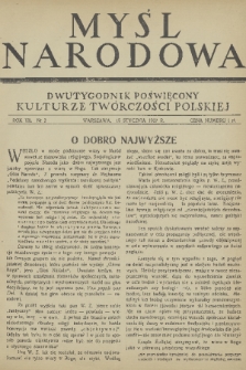 Myśl Narodowa : dwutygodnik poświęcony kulturze twórczości polskiej. R. 7, 1927, nr 2