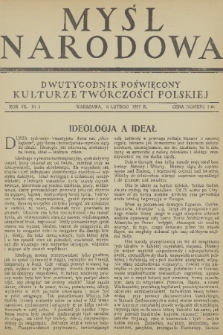 Myśl Narodowa : dwutygodnik poświęcony kulturze twórczości polskiej. R. 7, 1927, nr 4