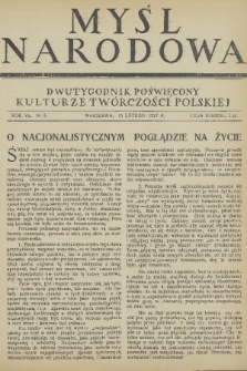 Myśl Narodowa : dwutygodnik poświęcony kulturze twórczości polskiej. R. 7, 1927, nr 5