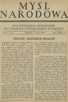 Myśl Narodowa : dwutygodnik poświęcony kulturze twórczości polskiej. R. 7, 1927, nr 16