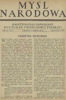 Myśl Narodowa : dwutygodnik poświęcony kulturze twórczości polskiej. R. 7, 1927, nr 18