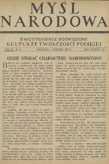 Myśl Narodowa : dwutygodnik poświęcony kulturze twórczości polskiej. R. 7, 1927, nr 19