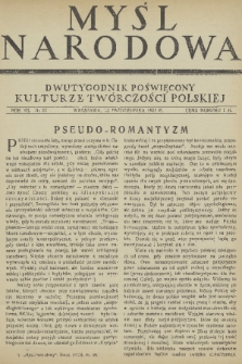 Myśl Narodowa : dwutygodnik poświęcony kulturze twórczości polskiej. R. 7, 1927, nr 22