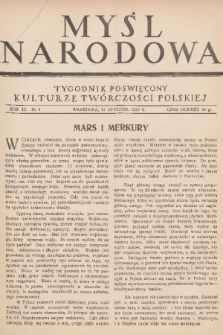Myśl Narodowa : tygodnik poświęcony kulturze twórczości polskiej. R. 9, 1929, nr 4