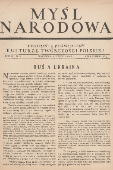 Myśl Narodowa : tygodnik poświęcony kulturze twórczości polskiej. R. 9, 1929, nr 5