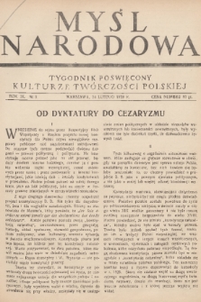 Myśl Narodowa : tygodnik poświęcony kulturze twórczości polskiej. R. 9, 1929, nr 8