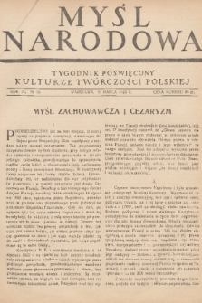 Myśl Narodowa : tygodnik poświęcony kulturze twórczości polskiej. R. 9, 1929, nr 10