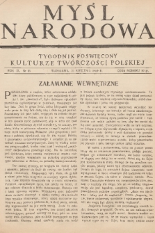 Myśl Narodowa : tygodnik poświęcony kulturze twórczości polskiej. R. 9, 1929, nr 16