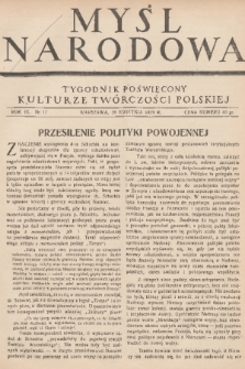 Myśl Narodowa : tygodnik poświęcony kulturze twórczości polskiej. R. 9, 1929, nr 17