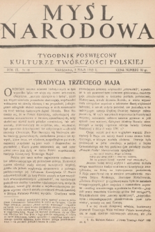 Myśl Narodowa : tygodnik poświęcony kulturze twórczości polskiej. R. 9, 1929, nr 18
