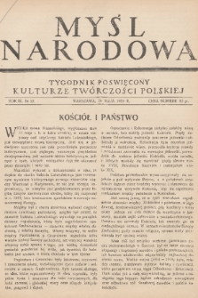 Myśl Narodowa : tygodnik poświęcony kulturze twórczości polskiej. R. 9, 1929, nr 22