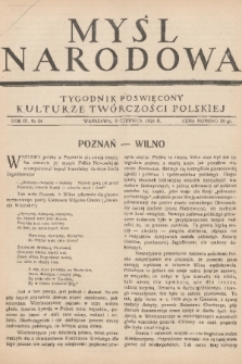 Myśl Narodowa : tygodnik poświęcony kulturze twórczości polskiej. R. 9, 1929, nr 24