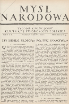 Myśl Narodowa : tygodnik poświęcony kulturze twórczości polskiej. R. 9, 1929, nr 35