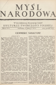 Myśl Narodowa : tygodnik poświęcony kulturze twórczości polskiej. R. 9, 1929, nr 36