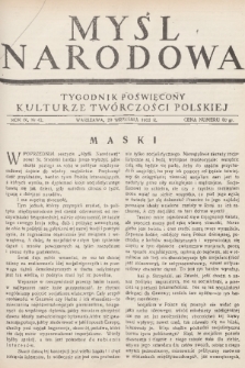 Myśl Narodowa : tygodnik poświęcony kulturze twórczości polskiej. R. 9, 1929, nr 42