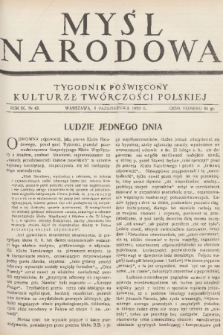 Myśl Narodowa : tygodnik poświęcony kulturze twórczości polskiej. R. 9, 1929, nr 43