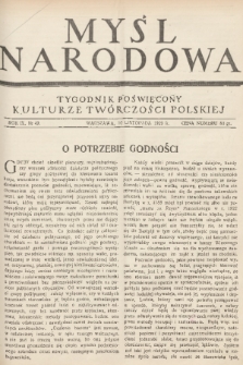 Myśl Narodowa : tygodnik poświęcony kulturze twórczości polskiej. R. 9, 1929, nr 49