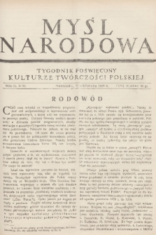 Myśl Narodowa : tygodnik poświęcony kulturze twórczości polskiej. R. 9, 1929, nr 50