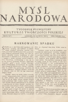 Myśl Narodowa : tygodnik poświęcony kulturze twórczości polskiej. R. 9, 1929, nr 51